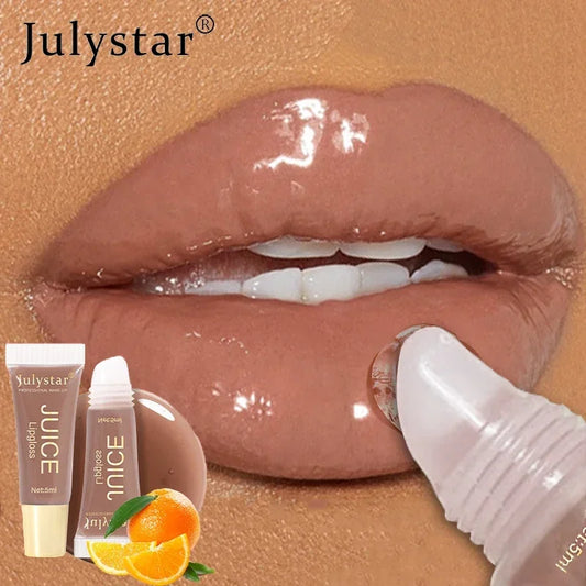 Nude Brown Plumping Lip Gloss – Moisturizing Fruit-Infused Lip Oil