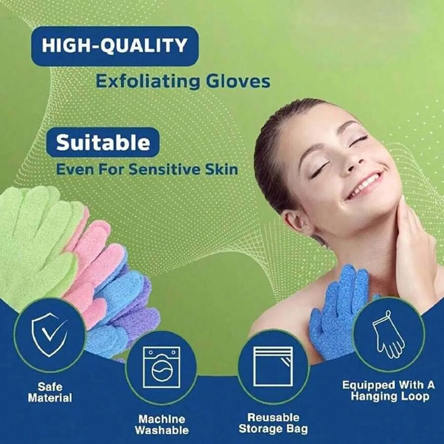 Reversible Exfoliating Shower Gloves – Body Scrub & Cleansing Tools (2pcs/6pcs/12pcs)